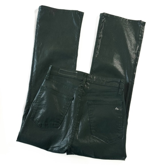 Rag & Bone Jeans Womens 27 Casey Coated High Rise Ankle Flare Pine Green - Picture 7 of 8